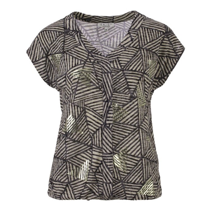 Z Enjoy Blouson shirt vhals print Zwart beige